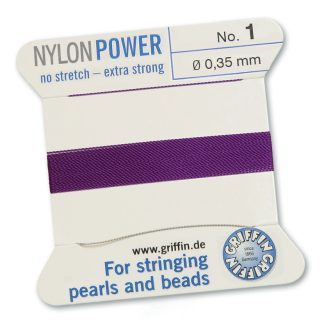 Griffin NylonPower Rijgdraad - Amethist Paars - 2 m - 1 naald