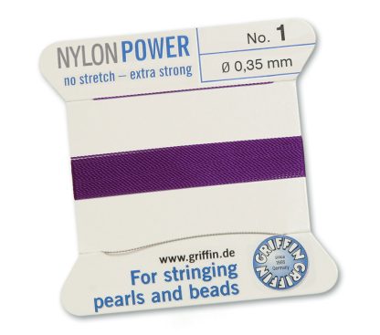 Griffin NylonPower Rijgdraad - Amethist Paars - 2 m - 1 naald
