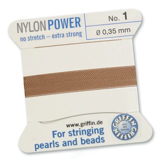 Griffin NylonPower Rijgdraad - Beige - 2 m - 1 naald
