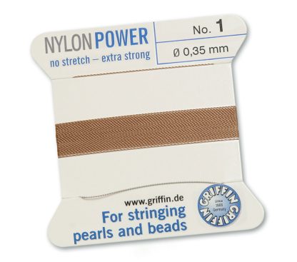 Griffin NylonPower Rijgdraad - Beige - 2 m - 1 naald