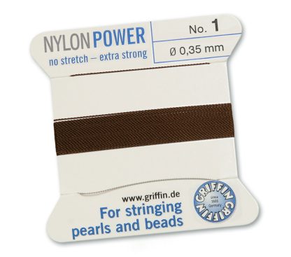 Griffin NylonPower Rijgdraad - Bruin - 2 m - 1 naald