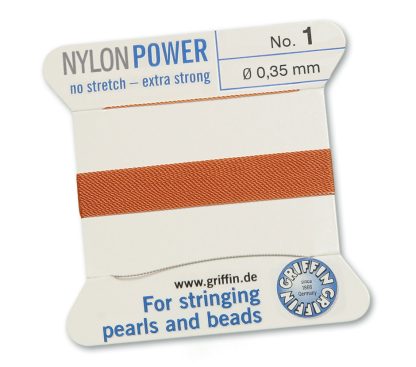 Griffin NylonPower Rijgdraad - Carneool Bruin - 2 m - 1 naald