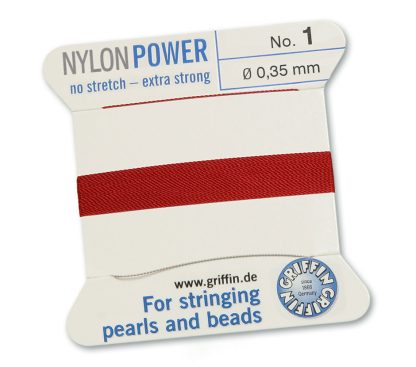 Griffin NylonPower Rijgdraad - Granaat Rood - 2 m - 1 naald