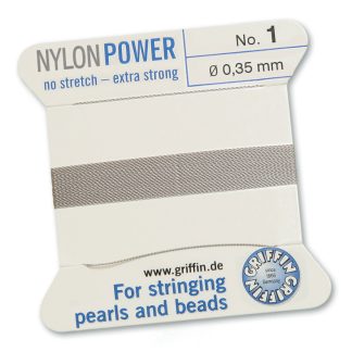 Griffin NylonPower Rijgdraad - Grijs - 2 m - 1 naald