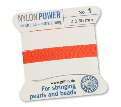 Griffin NylonPower Rijgdraad - Koraal Rood - 2 m - 1 naald
