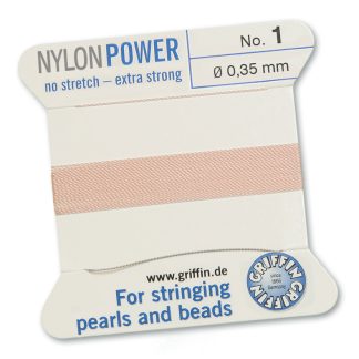 Griffin NylonPower Rijgdraad - Licht Roze - 2 m - 1 naald