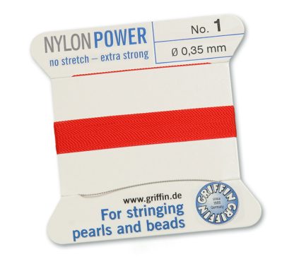 Griffin NylonPower Rijgdraad - Rood - 2 m - 1 naald