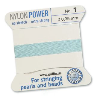 Griffin NylonPower Rijgdraad - Turquoise Blauw - 2 m - 1 naald