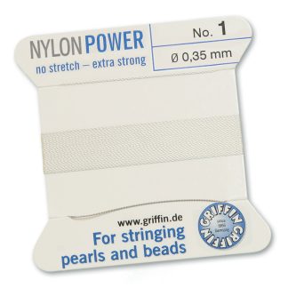 Griffin NylonPower Rijgdraad - Wit - 2 m - 1 naald