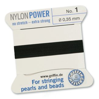 Griffin NylonPower Rijgdraad - Zwart - 2 m - 1 naald