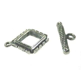 925 Zilver Slot - Kapitelstokjes bewerkt 15,5 / 29 mm - Geoxideerd