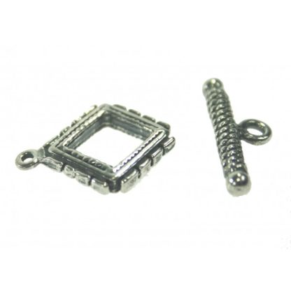 925 Zilver Slot - Kapitelstokjes bewerkt 15,5 / 29 mm - Geoxideerd
