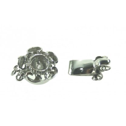 925 Zilver Slot - Siersluiting Plat - Rond in Roos vorm 12,5 mm - 3 rijen