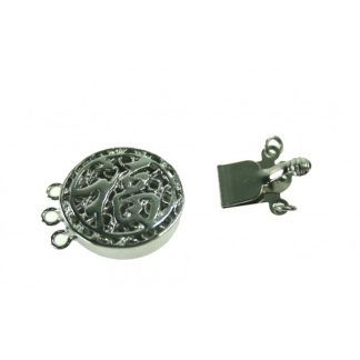 925 Zilver Slot - Siersluiting Plat Rond - Chinese Karakter 3D 17,5 mm - 3 rijen