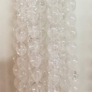 Bergkristal - Ovaal - Glad met nerven - 10 x 14 mm - Transparant - per streng