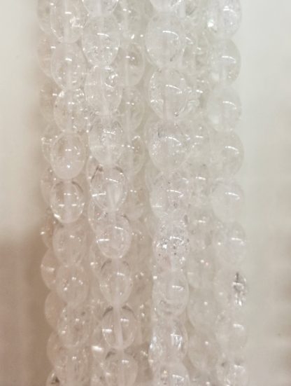 Bergkristal - Ovaal - Glad met nerven - 10 x 14 mm - Transparant - per streng