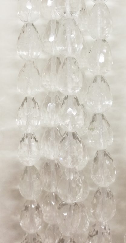 Bergkristal - Druppelvorm - Gefacetteerd - 13 x 17 mm - Transparant - per streng