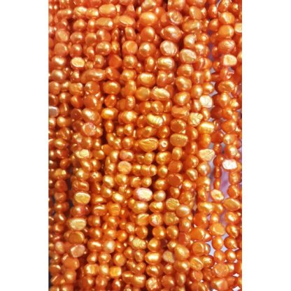 Zoetwaterparels - gekleurd - 4 mm - Oranje - per streng