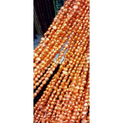 Zoetwaterparels - gekleurd - 4 mm - Oranje - per streng
