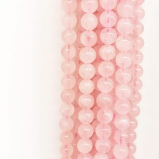 Rozenquartz - Rond - Glad - 8 mm - Roze - per streng