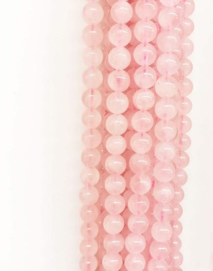 Rozenquartz - Rond - Glad - 8 mm - Roze - per streng