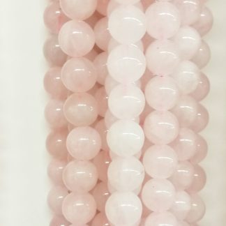 Rozenquartz - Rond - Glad - 12 mm - Roze - per streng