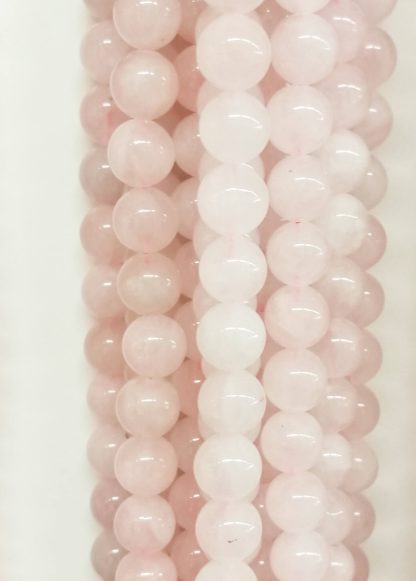 Rozenquartz - Rond - Glad - 12 mm - Roze - per streng