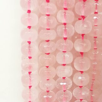 Rozenquartz - Rond - Gefacetteerd - 10 x 7 mm - Roze - per streng
