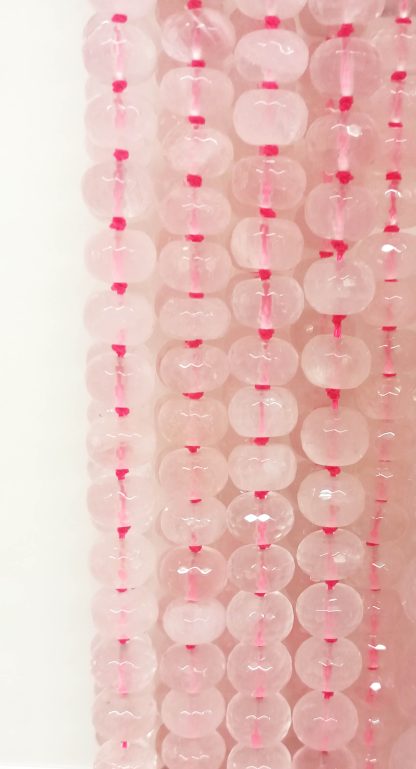Rozenquartz - Rond - Gefacetteerd - 10 x 7 mm - Roze - per streng