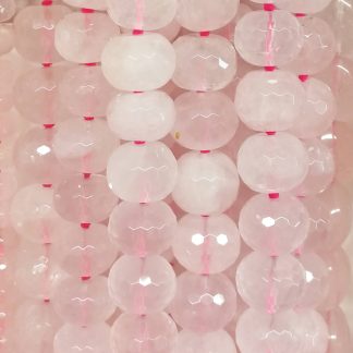 Rozenquartz - Rond - Gefacetteerd - 12 x 16 mm - Roze - per streng