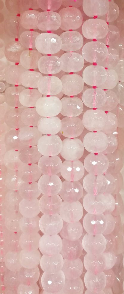 Rozenquartz - Rond - Gefacetteerd - 12 x 16 mm - Roze - per streng
