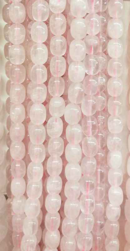 Rozenquartz - Cilinder - Glad - 8 x 12 mm - Roze - per streng