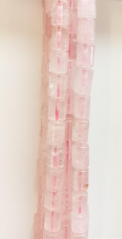 Rozenquartz - Cilinder - Glad - 10 x 12 mm - Roze - per streng