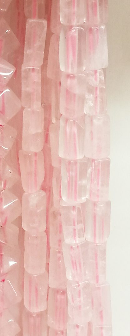 Rozenquartz - Rechthoek - Glad - 4 x 9 mm - Roze - per streng