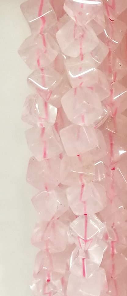 Rozenquartz - Vierkant - Glad - 6 mm - Roze - per streng