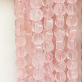 Rozenquartz - Hartvorm plat - Glad - 10 mm - Roze - per streng
