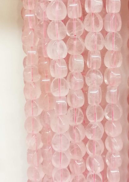 Rozenquartz - Hartvorm plat - Glad - 10 mm - Roze - per streng