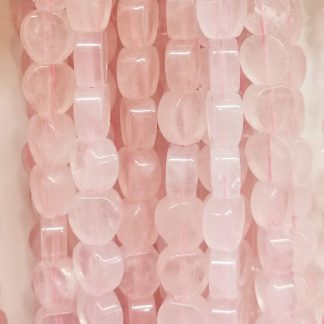 Rozenquartz - Hartvorm plat - Glad - 12 mm - Roze - per streng