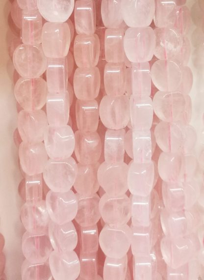 Rozenquartz - Hartvorm plat - Glad - 12 mm - Roze - per streng
