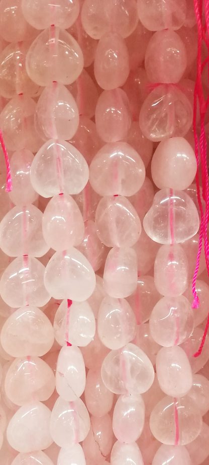 Rozenquartz - Hartvorm - Glad - 12 mm - Roze - per streng