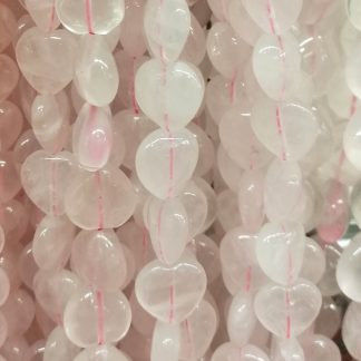 Rozenquartz - Hartvorm - Glad - 14 mm - Roze - per streng