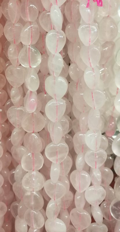 Rozenquartz - Hartvorm - Glad - 14 mm - Roze - per streng