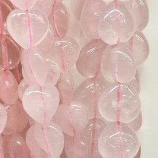 Rozenquartz - Hartvorm - Glad - 16 mm - Roze - per streng