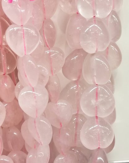Rozenquartz - Hartvorm - Glad - 16 mm - Roze - per streng