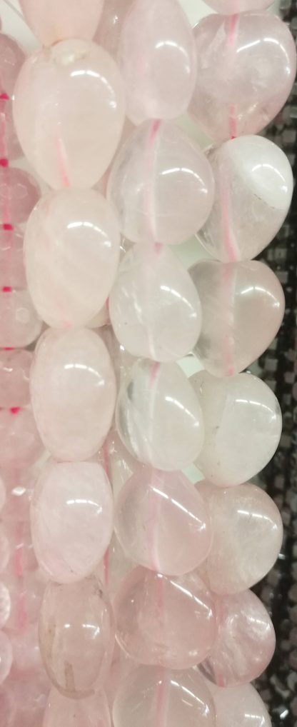 Rozenquartz - Hartvorm - Glad - 20 mm - Roze - per streng